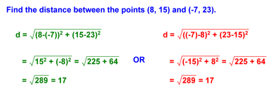 Using the distance formula Example 1